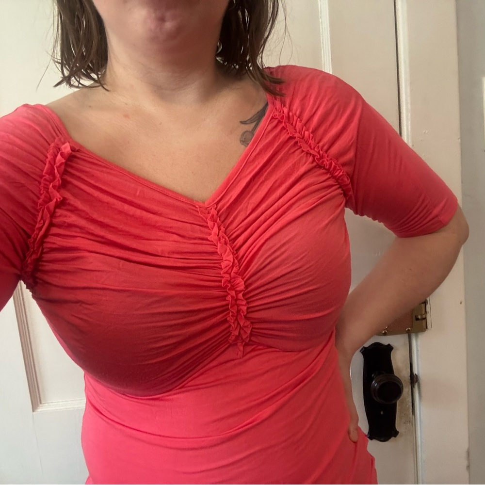 VENUS Coral Ruched Top